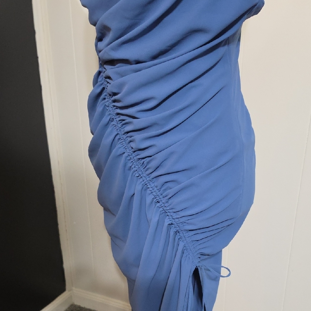 Abercrombie & Fitch Periwinkle Ruched Cowl Midi Dress - Picture 4 of 7